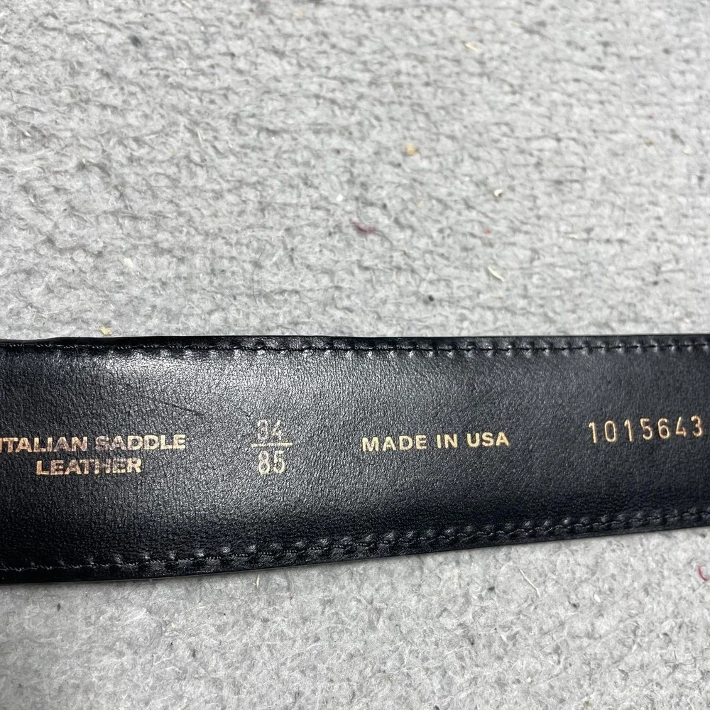 Allen Edmonds Belt Mens 32 Black Italian Saddle Leather Solid Brass Buckle